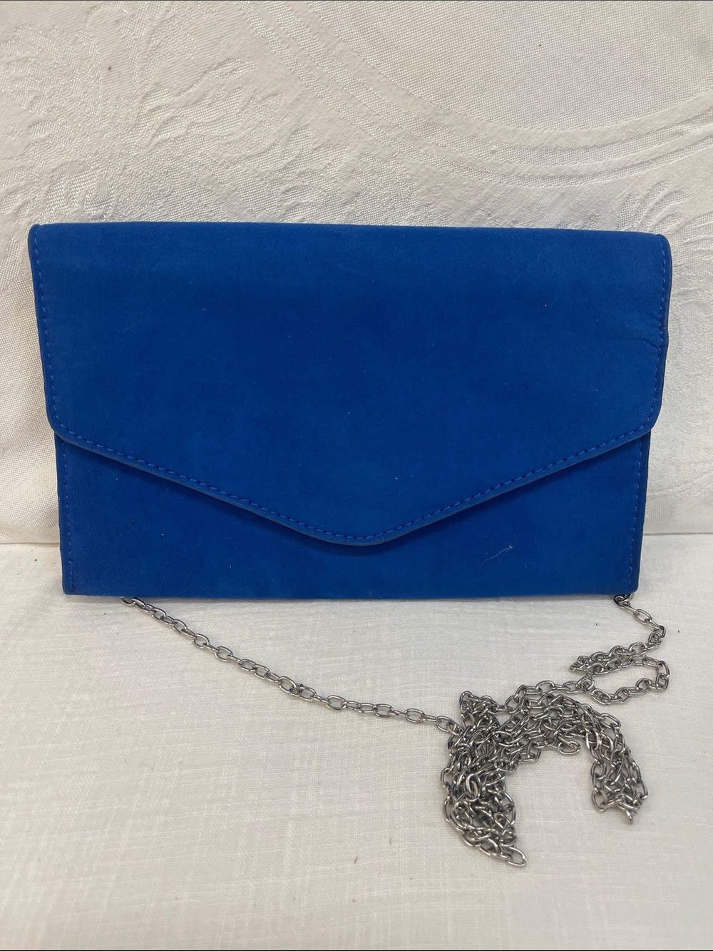 Steve Madden royal blue suede clutch purse with removable strap